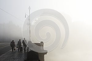 Town in fog