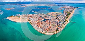 Town of Grado archipelago aerial panoramic view photo