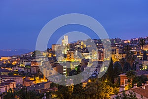 Town of Grasse after sunset