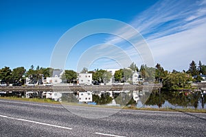 Town of Hafnarfjordur in the suburbs of Reykjavik in Iceland