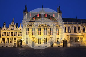 The Town Hall in Bruges at night (Belgium)