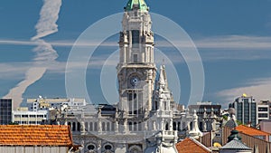 Town Hall building Camara Municipal do Porto timelapse on Liberdade Square, Porto, Portugal photo