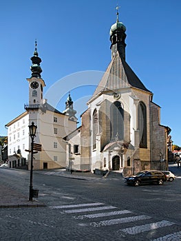 Town hall and Church in Banska Stiavnica