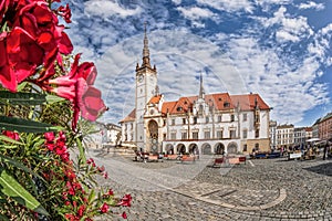 Town Hall with flowers in Olomouc UNESCO Czech Republic