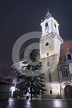 Radnica v noci, Bratislava, Slovensko