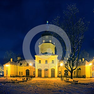 Town Hall in Siedlce, Poland at night