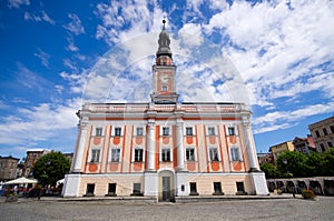 Town hall and square in Leszno, Poland