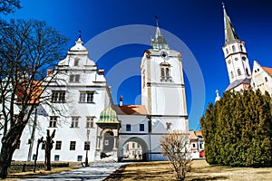 Town hall and St. James cathedral in town Levoca, Slovakia