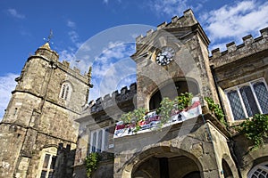 Town Hall and St. Peters Church in Shaftesbury in Dorset, UK