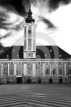 Town Hall St. PÃ¶lten as black and white picture