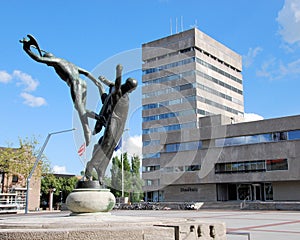 Town Hall and statue of Liberty, Stadhuisplein , Eindhoven, Netherlands