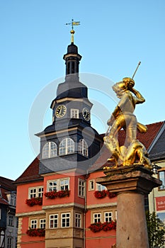 Town Hall and Statue of Saint George in Eisenach photo