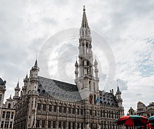 Town Hall Tower in The Grand Place of Brussels