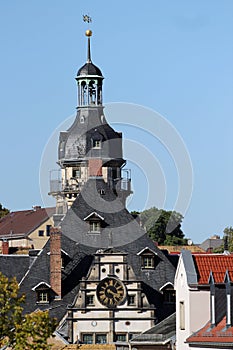 Town hall tower in old town of Altenburg, Thuringia, Germany