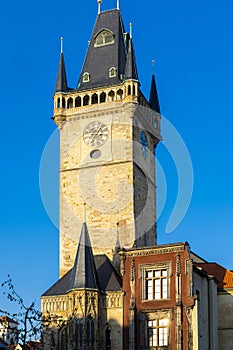 Town Hall Tower on Old Town Square, Prague, Czech Republic