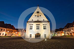 Town Hall  on Town hall square in Bardejov town during evening