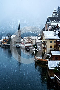 Town of Hallstatt, Austria in Winter