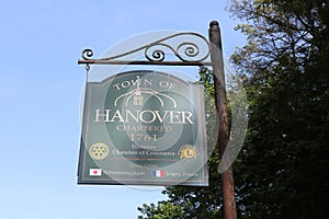 June 17, 2017 - Hanover, New Hampshire: Town of Hanover Sign in Hanover, NH