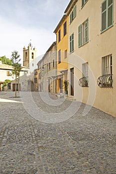 Town of Haut de Cagnes, looking towards Church of St. Pierre, France photo