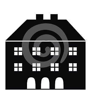 Town house, arcade, black vector icon