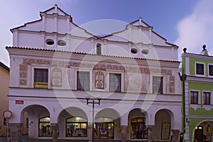 Town houses on Masaryk Square in Pelhrimov.