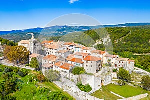 Town of Hum on the hill, countryside landscape in Istria, Croatia
