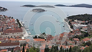 Town of Hvar, Croatia towards Adriatic Sea from Spanjola Fortress