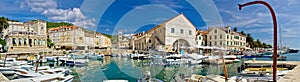 Town of Hvar panoramic waterfront view