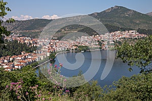 Town of Kastoria sitting beside Kastoria Lake in Northern Greece