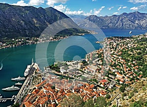 The Town Of Kotor, Montenegro. Boko-Kotor Bay in the Mediterranean sea photo