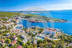 Town of Kraljevica in Kvarner bay aerial view