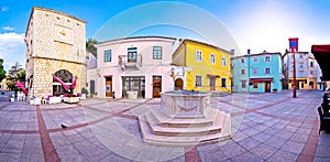 Town of Krk historic main square panoramic view