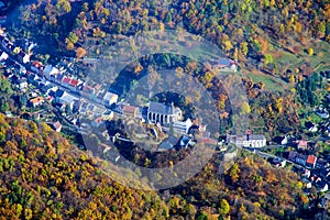 Town Krupka near Teplice, Usti region, aerial photo