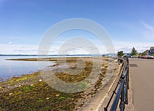 The Town of Largs and the North Promenade in summer Scotland.