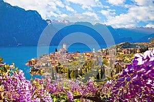 Town of Malcesine on Lago di Garda skyline view