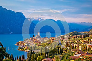 Town of Malcesine on Lago di Garda skyline view