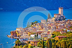 Town of Malcesine on Lago di Garda skyline view
