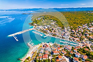 Town of Malinska waterfront aerial view, Island of Krk