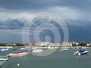 Town of Medulin waterfront view before the storm, Istria region of Croatia