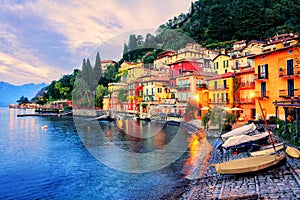 Town of Menaggio on sunset, Lake Como, Milan, Italy