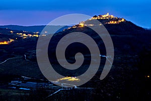 Town of Motovun on Istrian hill dawn view