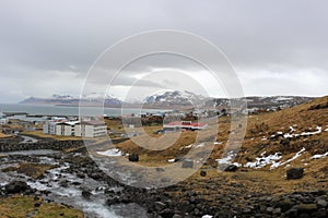 Town of Mountain View Olafsvik in Iceland is Europe`s western most country. Amazing natural Mountain and Town.