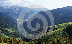 Town in narrow valley of steep sided slopes