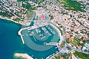 Town of Novi Vinodolski aerial panoramic view, Adriatic sea