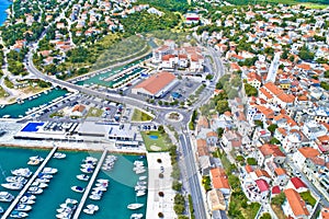 Town of Novi Vinodolski aerial panoramic view, Adriatic sea