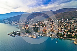 Town of Opatija and Lungomare sea walkway aerial panoramic view photo