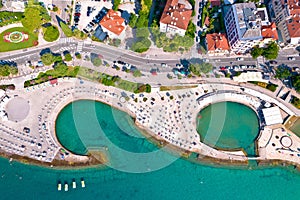 Town of Opatija and Slatina beach aerial view