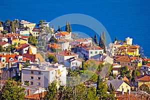 Town of Opatija waterfront aerial view