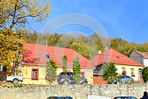 The town Oravita in Banat. Typical sight in the forests of Transylvania, Romania. Autumn view.