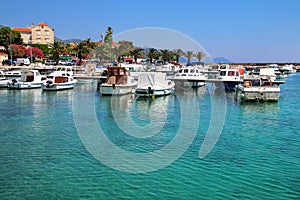 Town of Orebic marina on Peljesac Peninsula, Croatia.